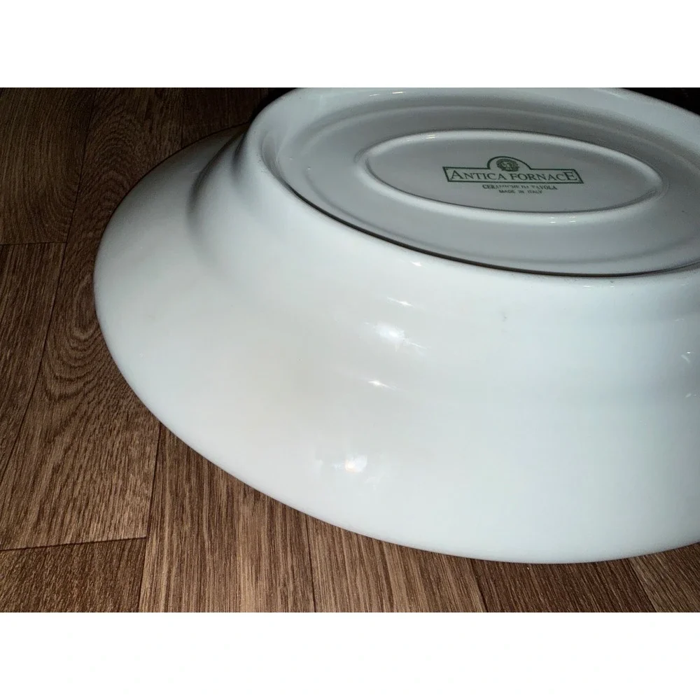Antica Fornace Italy Embossed Fruit‎ Ceramic Oval Serving Platter White 18.5in